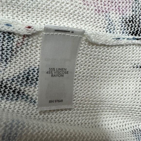 J. Jill Linen Blend White Floral Print Open Front Duster Cardigan‎ Size Small - Picture 8 of 10